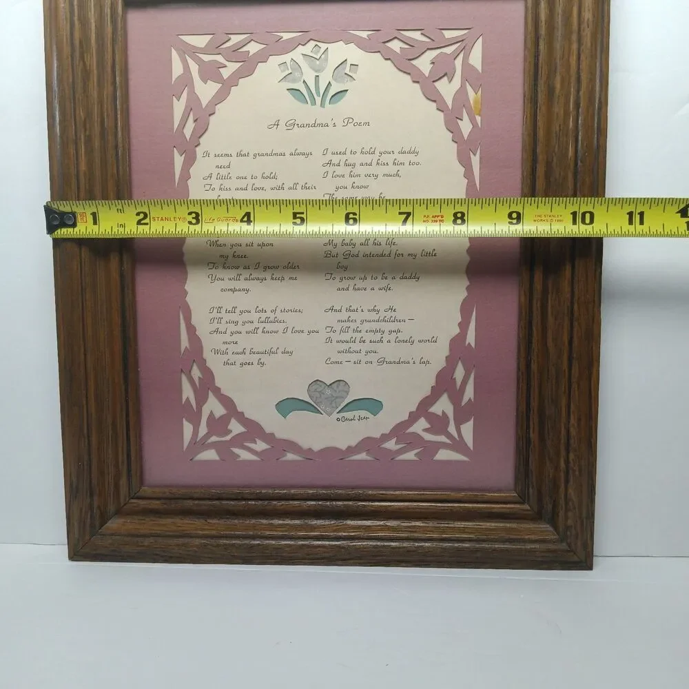 A Grandmas Poem By Carol Juer  Wooden Frame Wall Hanging Decor Farmhouse Cottage